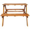 vidaXL Picknickbord för barn med parasoll 79x90x60cm massiv akacia