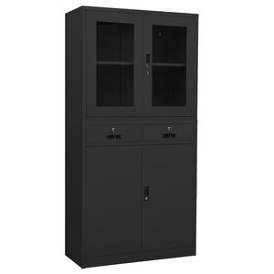 vidaXL Dokumentsk&aring;p antracit 90x40x180 cm st&aring;l och h&auml;rdat glas