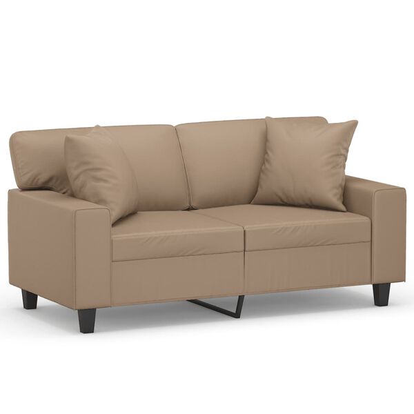 vidaXL 2-sits soffa med prydnadskuddar cappuccino 120 cm konstläder