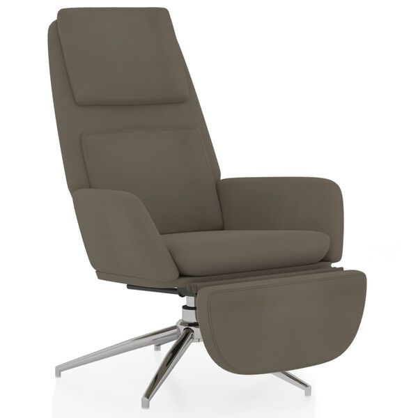 vidaXL Vilstol med fotst&ouml;d m&ouml;rkgr&aring; mikrofibertyg