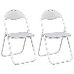 vidaXL F&auml;llstol 2 pcs Vitt och Gr&aring;tt 48 x 43,5 x 81 cm Konstl&auml;der