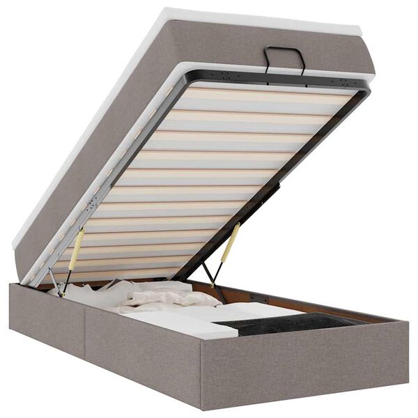 vidaXL Ottoman s&auml;ngram med madrass taupe 90x190 cm tyg