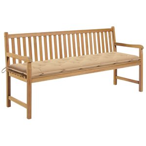 vidaXL Tr&auml;dg&aring;rdsb&auml;nk med beige dyna 175 cm massiv teak