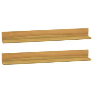 vidaXL V&auml;gghyllor 2 st 90x10x10 cm massivt teaktr&auml;