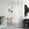 vidaXL Skjutd&ouml;rr vit 102,5x205 cm h&auml;rdat glas och aluminium