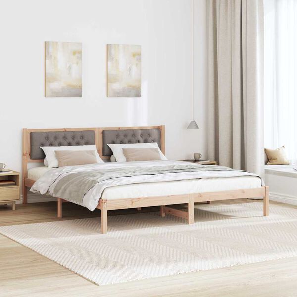 vidaXL S&auml;ngram med huvudgavel Taupe 160 x 200 cm Massiv furu