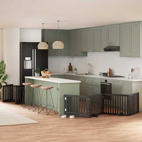 vidaXL Hundgrind med d&ouml;rr vikbar 12 paneler svart 960 cm poppel