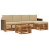 vidaXL Utomhussoffset med kudde 6 pcs Naturlig och Beige