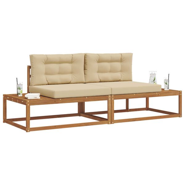 vidaXL Utomhussoffset med kudde 2 Stycke Naturlig och Beige