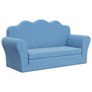vidaXL B&auml;ddsoffa f&ouml;r barn 2-sits bl&aring; mjuk plysch