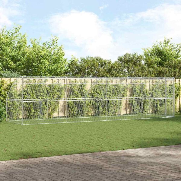 vidaXL Hundbur med lagring 4 pcs Silver 8 x 2 x 2 m St&aring;l