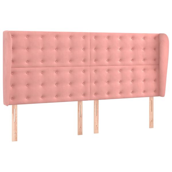 vidaXL S&auml;nggavel med kanter rosa 163x23x118/128 cm sammet