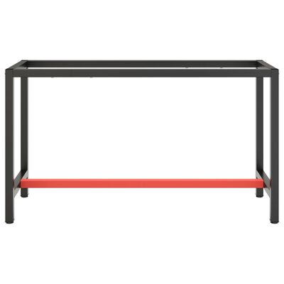vidaXL Ram för arbetsbänk matt svart och matt röd 140x50x79 cm metall
