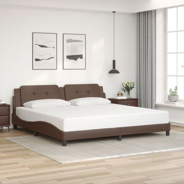 vidaXL Bed Frame without Mattress "Zadar" Brown 200x200 cm Faux Leather