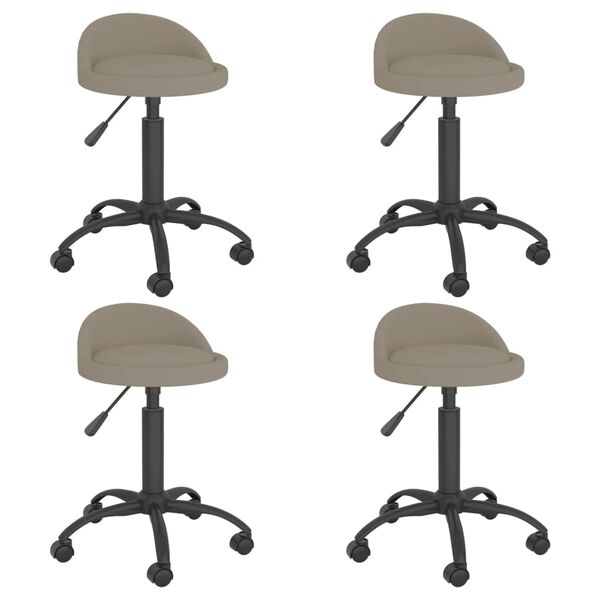 vidaXL Snurrbara matstolar 4 st gr&aring; sammet