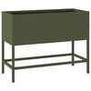 vidaXL H&ouml;jdtr&auml;dg&aring;rdsplanterare Olivgr&ouml;n 60 x 26 x 45 cm St&aring;l