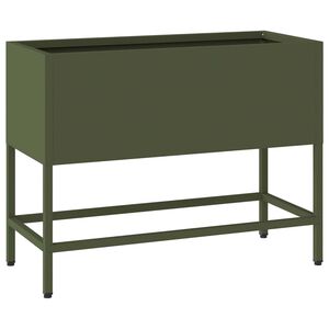 vidaXL H&ouml;jdtr&auml;dg&aring;rdsplanterare Olivgr&ouml;n 60 x 26 x 45 cm St&aring;l