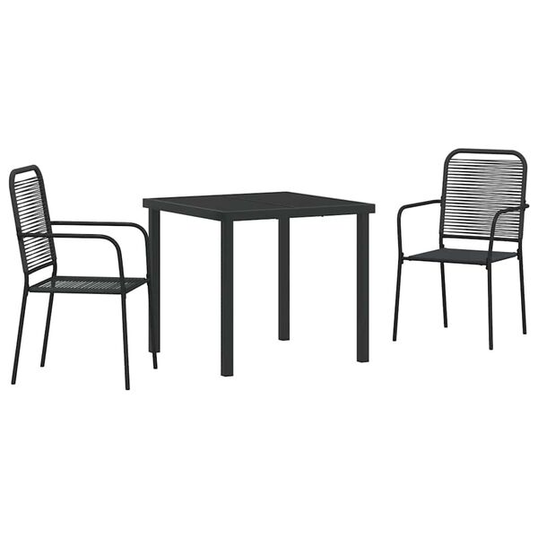 vidaXL Tr&auml;dg&aring;rdsm&ouml;belset 3 pcs Svart Pulverlackerat st&aring;l