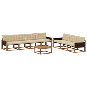 vidaXL Utomhussoffset med kudde 8 pcs Naturlig och Beige