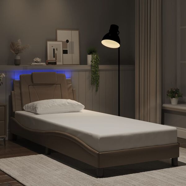 vidaXL Bed Frame "Viana" with LED without Mattress Cappuccino 80x200 cm