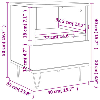 vidaXL Sängbord svart 40x35x50 cm konstruerat trä