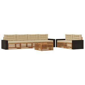 vidaXL Utomhussoffset 7 st Naturlig och Beige Polyester