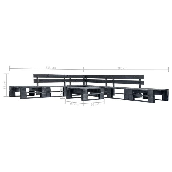 vidaXL Pallsoffa 6 delar svart trä