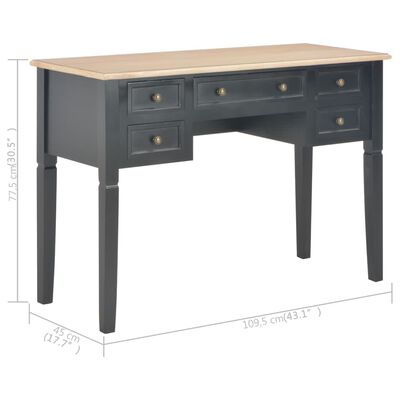 vidaXL Skrivbord svart 109,5x45x77,5 cm trä