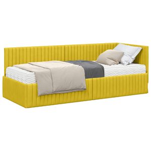 vidaXL H&ouml;rn S&auml;ngram med Madrass 2 st Gul 80 x 200 cm Sammet