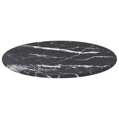 vidaXL Bordsskiva svart Ø30x0,8 cm härdat glas med marmortextur