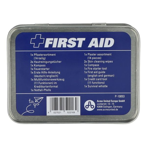 FIRST AID ONLY N&ouml;dpaket 22 delar To Go metalll&aring;da