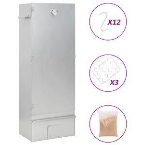 vidaXL R&ouml;ktunna och grill med tr&auml;flis 44,5x29x110 cm galvaniserat st&aring;l