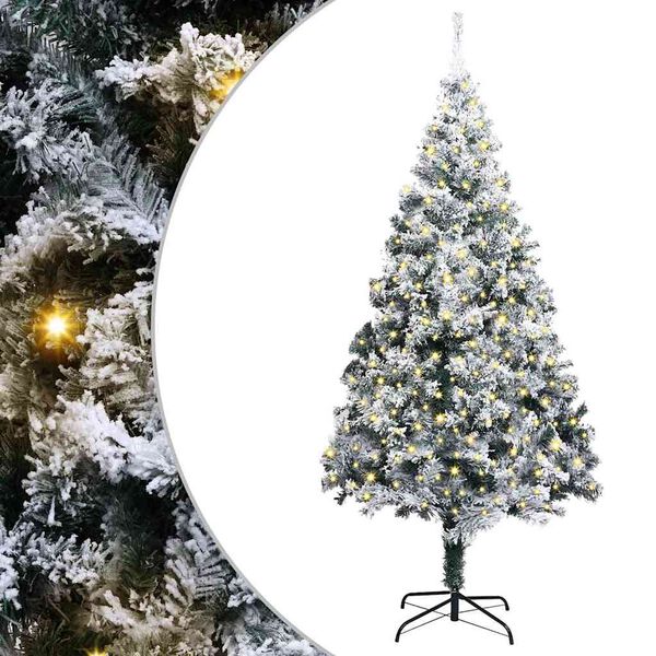 vidaXL Konstgjord f&ouml;rbelyst julgran med 300 LED-lampor Gr&ouml;n 400 cm PVC