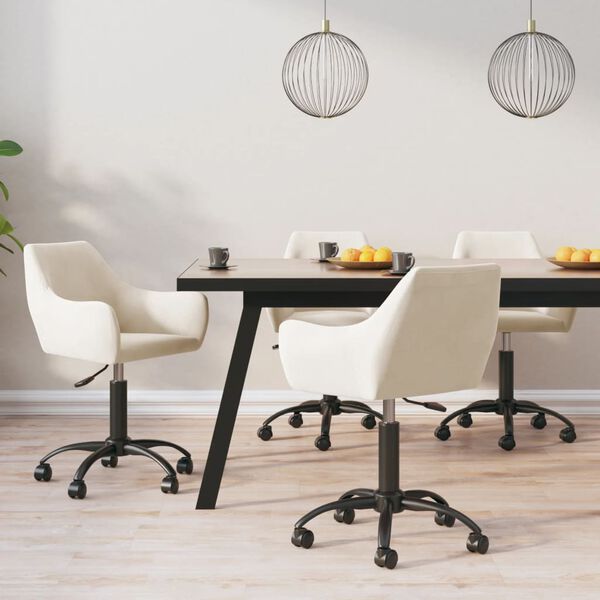 vidaXL Snurrbara matstolar 4 st gr&auml;ddvit sammet