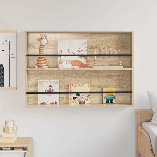 vidaXL Tidningshylla Sonoma-ek 100 x 12 x 70 cm Konstruerat tr&auml;