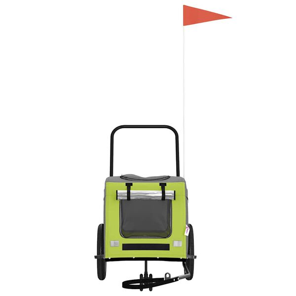 vidaXL Cykelkärra för husdjur Grön och grå 124,5 x 63,5 x 53 cm