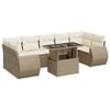 vidaXL Matgrupp f&ouml;r tr&auml;dg&aring;rden med dynor 8 delar beige konstrotting