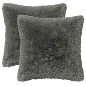 vidaXL Kudd&ouml;verdrag 2 st HEERLEN Ljusgr&aring; 30 x 30 cm PV Fleece