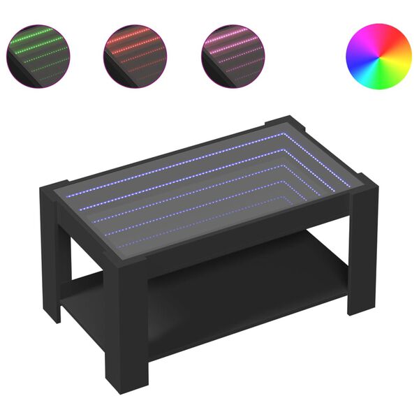 vidaXL Soffbord med LEDs svart 93x53x45 cm konstruerat tr&auml;