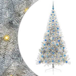 vidaXL Konstgjord F&ouml;rbelyst Julgran Silver 210 cm PET