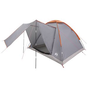 vidaXL Campingt&auml;lt Gr&aring; och orange 4 personer Polyester och St&aring;l