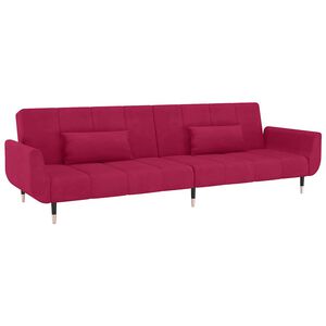 vidaXL B&auml;ddsoffa 2-sits med tv&aring; kuddar vinr&ouml;d sammet