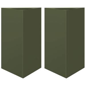 vidaXL Odlingsl&aring;dor 2 st olivgr&ouml;n triangul&auml;r 50x43x75 cm st&aring;l