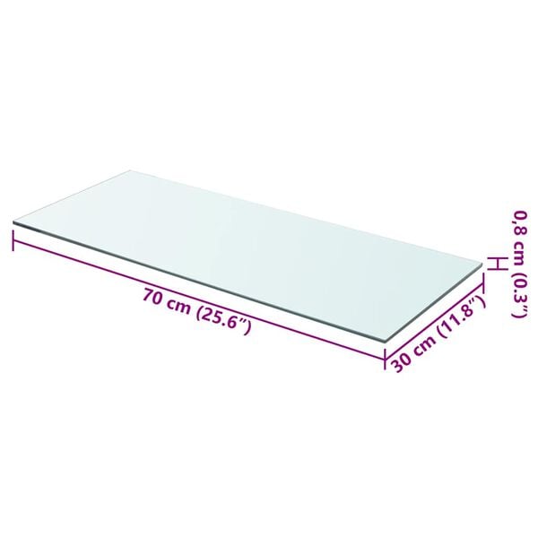 vidaXL Hyllplan glas genomskinlig 70x30 cm