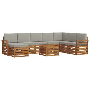 vidaXL Utomhussoffset 9 pcs Naturlig och Ljus Gr&aring; Massivt Akaciatr&auml;