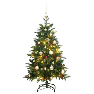 vidaXL Plastgran med g&aring;ngj&auml;rn 150 LEDs & kulor 150 cm