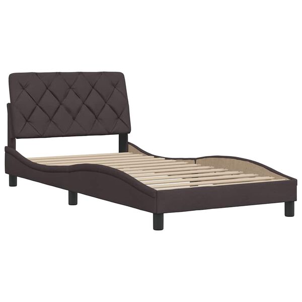 vidaXL Bed Frame without Mattress Dark Brown 100x200 cm Fabric
