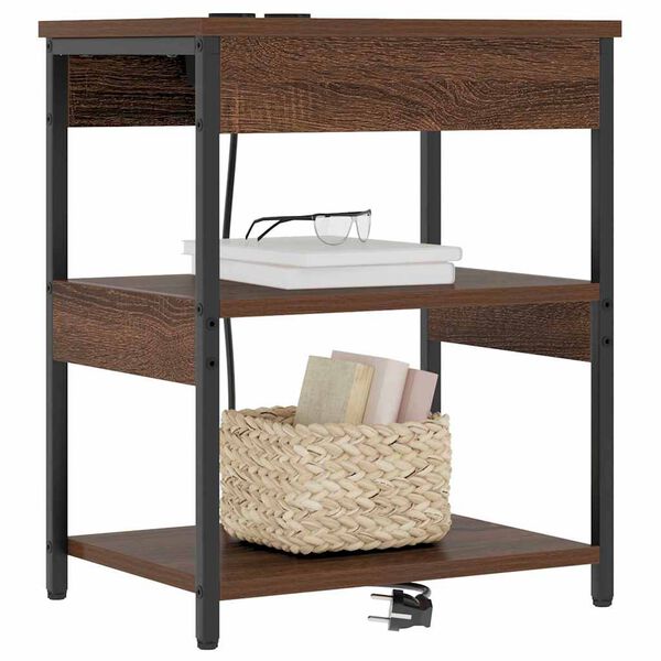 vidaXL Nattduksbord 2 pcs Brun Ek 41 x 31 x 51 cm Konstruerat tr&auml;