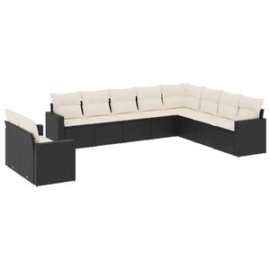 vidaXL Loungegrupp 10 delar med svarta dynor konstrotting