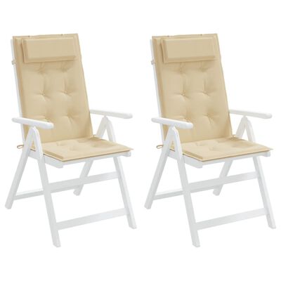 vidaXL Stolsdynor för stolar med hög rygg 2 st beige oxfordtyg